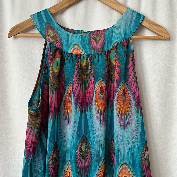 Adiva Beautiful Jewel Toned Blue Sleeveless Blouse Shirt Top **Size L** 🦚🦚 - Picture 3 of 5